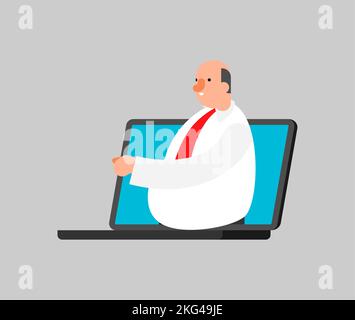 Personal manager in laptop. Customer service in PC. Vector illustration Stock Vector