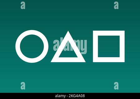 Game characters have recently become popular due to the film, suitable for game illustrations. Playing squid. Triangle, circle, square. Vector illustr Stock Vector