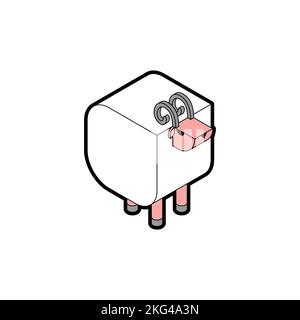Sheep isometric style cartoon isolated. Vector illustration Stock Vector