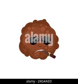 Meatball serious Emoji. ball of meat smoking cigar emotion isolated Stock Vector
