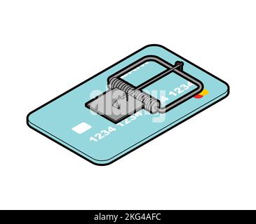 Credit card Mousetrap. Concept credit trap. Vector illustration Stock ...