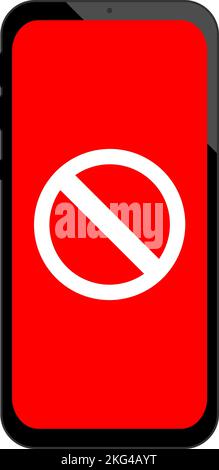 Smartphone with prohibition sign on screen, smartphone with restriction sign Stock Vector