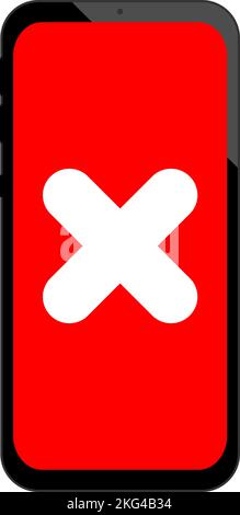 Smartphone with error sign on screen, smartphone with alert sign Stock Vector