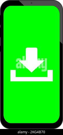 Smartphone with download sign on screen, smartphone with save sign Stock Vector