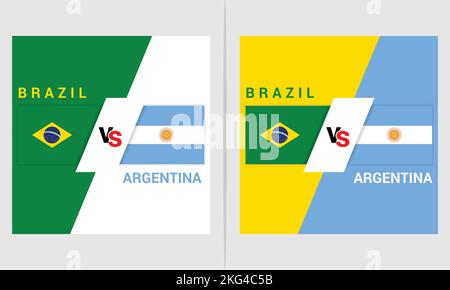 Football World Cup 2022 Brazil Vs Argentina Flag Social Media Poster Banner Stock Vector