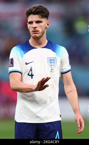 Doha, Qatar. 21st Nov, 2022. Declan Rice of England during the FIFA World Cup match at Khalifa International Stadium, Doha. Picture credit should read: David Klein/Sportimage Credit: Sportimage/Alamy Live News Stock Photo