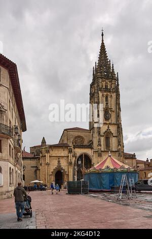 Cathedral of Oviedo in the Plaza Alfonso II el Casto in Asturias. Spain Stock Photo