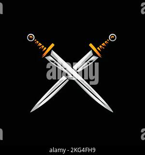 two sword gaming logo vector design Stock Vector