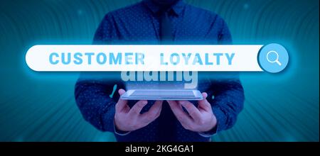 Text caption presenting Customer Loyalty. Business showcase Client Satisfaction LongTerm relation Confidence Stock Photo