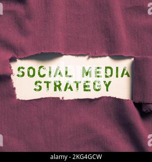 Text caption presenting Social Media Strategy. Business idea plan to do and hope to achieve using social media Stock Photo