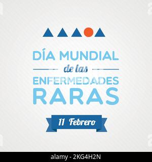 Rare Disease Day in Spanish. Dia mundial de las enfermedades raras. February 28. Vector illustration, flat design Stock Vector