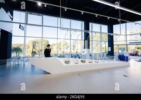 Lviv, Ukraine - October 09, 2022: Egersund Seafood supermarket Norway chain,  fish and seafood grocery store. Stock Photo