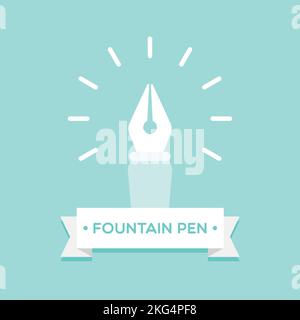 Copywriting, editorial concept. Fountain pen icon. Vector illustration, flat design Stock Vector