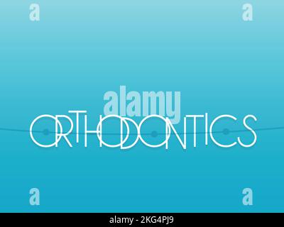 Orthodontics lettering. The letters are like crooked teeth. Vector illustration, flat design Stock Vector