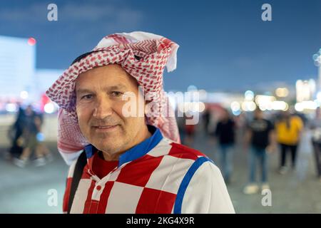 Doha, Qatar . 21st Nov, 2022. Football fans in the city center on the first day of the FIFA World Cup in Doha, Qatar on November 21, 2022. Photo: Igor Kralj/PIXSELL Credit: Pixsell photo & video agency/Alamy Live News Stock Photo
