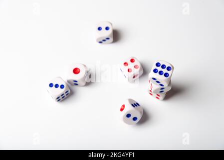 white dice with the number isolated on a white background Stock Photo