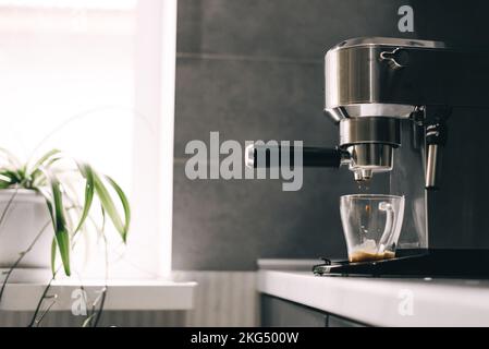 Homemade coffee machine for making espresso cup Stock Photo