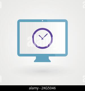 Desktop and clock. Concept of tome, productivity. Vector illustration, flat design Stock Vector