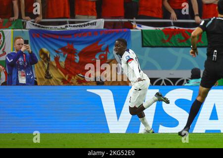 during the FIFA World Cup Qatar 2022 Group B match between USA and Wales at Ahmed bin Ali Stadium on November 21, 2022 in Ar-Rajjan, Qatar. (Photo by Pawel Andrachiewicz/PressFocus/Sipa USA) Stock Photo