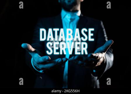 Sign displaying Database Server. Business showcase uses a database application that provides database services Stock Photo