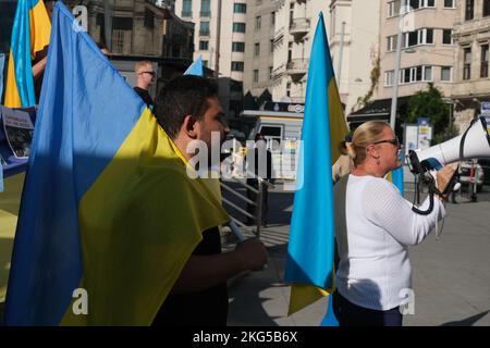 The Ukraine-Russia war was protested in Turkey. Stock Photo