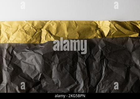 Close up of corrugated dark and yellow cardboard with copy space Stock Photo