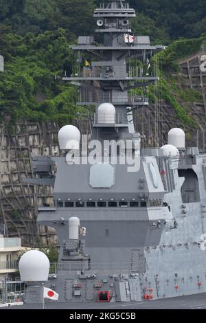 Kanagawa Prefecture, Japan - August 21, 2021: The bridge of the Japan Maritime Self-Defense Force helicopter destroyer JS Izumo (DDH-183). Stock Photo