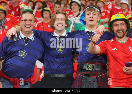 Ar Rayyan, Qatar. 21st Nov, 2022. Welsh during the FIFA World Cup, Qatar., . Photo by Peter Dovgan. Editorial use only, license required for commercial use. No use in betting, games or a single club/league/player publications. Credit: UK Sports Pics Ltd/Alamy Live News Stock Photo