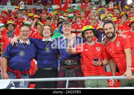 Ar Rayyan, Qatar. 21st Nov, 2022. Welsh during the FIFA World Cup, Qatar., . Photo by Peter Dovgan. Editorial use only, license required for commercial use. No use in betting, games or a single club/league/player publications. Credit: UK Sports Pics Ltd/Alamy Live News Stock Photo