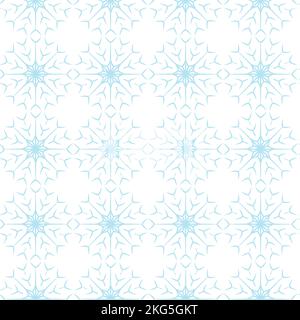 Endless pattern of Outline openwork snowflakes in trendy winter hue. Line art. Vector repeat texture. Isolate. Suitable for banner, postcard, brochure or greeting. Good for background, web, label. EPS Stock Vector