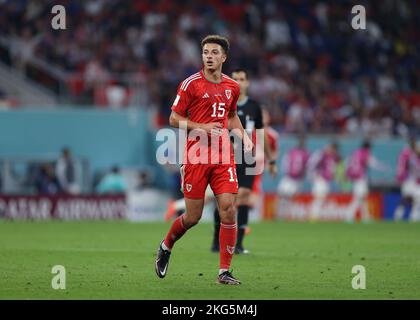 Al Rayyan, Qatar. 21st November 2022; Ahmed bin Ali Stadium, Al Rayyan, Qatar; FIFA World Cup Football, USA versus Wales; Ethan Ampadu of Wales Credit: Action Plus Sports Images/Alamy Live News Stock Photo