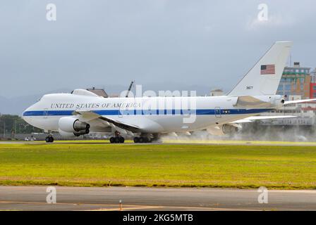 Tokyo, Japan - September 17, 2012: United States Air Force Boeing E-4B Nightwatch NEACP (National Emergency Airborne Command Post) aircraft. Stock Photo