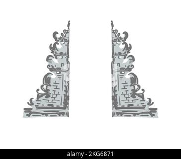bali traditional temple vector illustration in flat style, indonesian culture Stock Vector