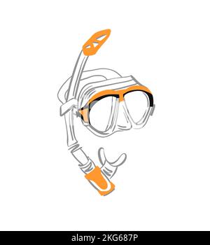 Mask and snorkel for snorkeling and swimming, vector illustration Stock Vector