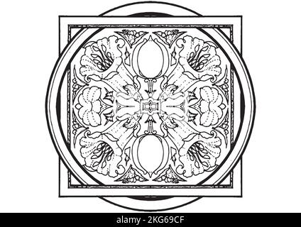 Mandala Pattern for Coloring and Decorating Illustrated by Art By Uncle Stock Photo