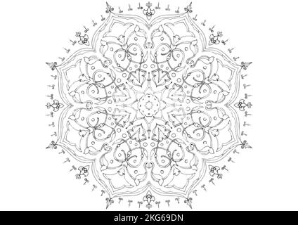 Mandala Pattern for Coloring and Decorating Illustrated by Art By Uncle Stock Photo