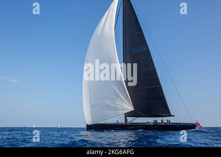 Sailboat racing during les Voiles de Saint-Tropez Stock Photo