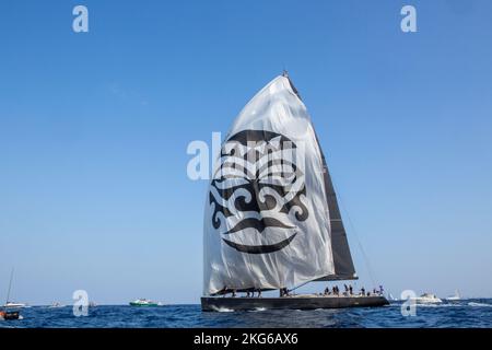 Sailboat racing during les Voiles de Saint-Tropez Stock Photo