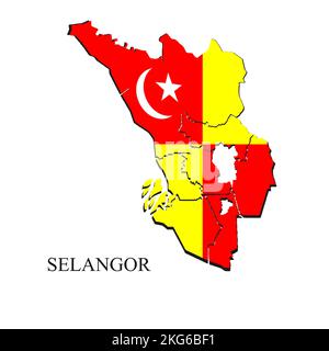 Selangor map vector illustration. Malaysian city. State in Malaysia Stock Vector