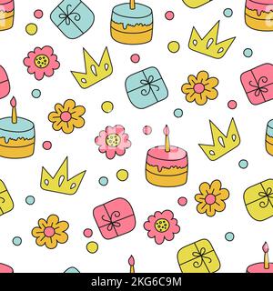 CAKES Comic Cartoon Seamless Pattern Vector Illustration For Print Stock Vector