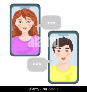 CHAT Internet Friend Talking Market Communication Business Vector Illustration Set For Print Stock Vector