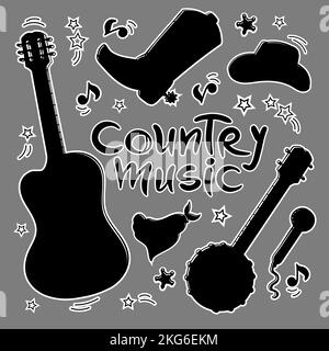 Country music with acoustic guitar and american Vector Image