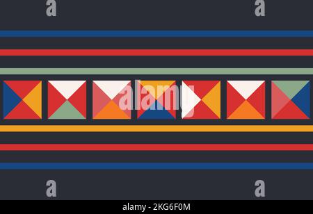 Abstract Seamless Ethnic Akha Embroidered fabric Pattern design for textile, clothes, background pattern, texture and furniture ornament print for Stock Vector