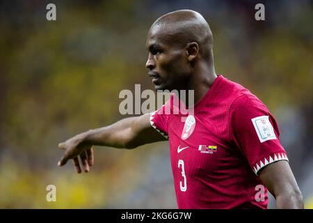 Al Khor, Qatar. 20th Nov, 2022. Soccer, World Cup 2022 in Qatar, Qatar - Ecuador, preliminary round, Group A, Matchday 1, opening match at Al-Bait Stadium. Qatar's Abdelkarim Hassan gestures. Credit: Tom Weller/dpa/Alamy Live News Stock Photo