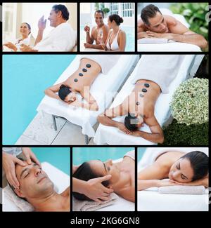 Theres no better way to relax. Composite image of a couple enjoying a spa day. Stock Photo