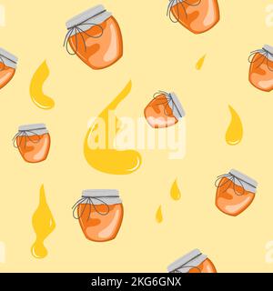 seamless pattern of jars with delicious honey Stock Vector