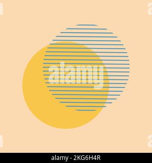 flat geometric illustration yellow circle on paper Stock Vector