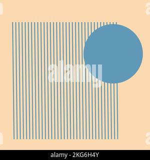 flat geometric illustration blue circle on paper Stock Vector