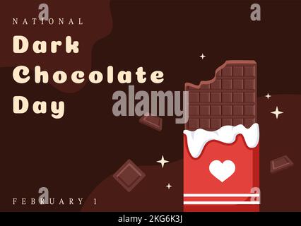 World Dark Chocolate Day On February 1st for the Health and Happiness That Choco Brings in Flat Style Cartoon Hand Drawn Templates Illustration Stock Vector
