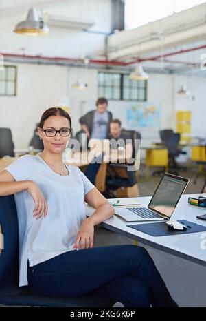 Developing tomorrows tech today. a designer at their workstation in an office. Stock Photo